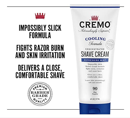 Cremo Barber Grade Cooling Shave Cream, Astonishingly Superior Ultra-Slick Shaving Cream Fights Nick & Rich-Lathering Palo Santo Body Wash for Men, Notes of Bright Cardamom, Dry Papyrus