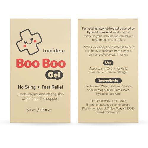 Boo Boo Gel for Kids I Gentle Hypochlorous Acid Skin Relief | Non-Stinging Cleaning Gel for Cuts, Scrapes, Bug Bites, Rashes & Minor Burns | Safe for All Ages, Alcohol-Free, Fast Soothing Care