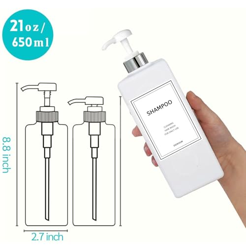DIDROOM Silver & White Modern Refillable Shampoo & Conditioner Dispenser Set (21 oz, Pack of 3)