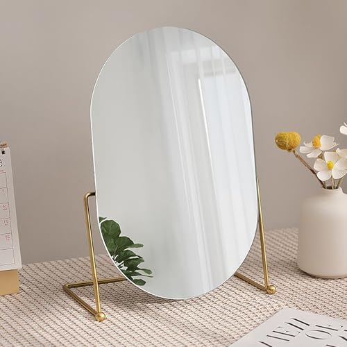 Portable Gold Vanity Mirror with 360° Rotation - Large Makeup Mirror