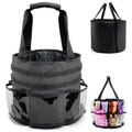 Hairstylist Travel Bag, with Dust Cover, 11L Large Capacity, Heat-Resistant Interior, Clear Pockets, 24 Hook-and-loop Slots, Top Drawstring, Makeup & Pet Grooming Supplies Organizer