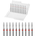 10pcs Diamond Flame Cuticle Drill Bits Set for Nail Care