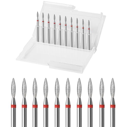 10pcs Diamond Flame Cuticle Drill Bits Set for Nail Care