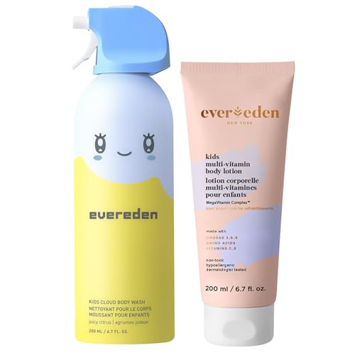 Evereden Kids Cloud Body Wash (6.7 fl. oz., Juicy Citrus) : Creamy Nourishing Cloud-Like Texture and Multi-Vitamin Body Lotion, Gentle & Non-Toxic Moisturizing Kids Lotion