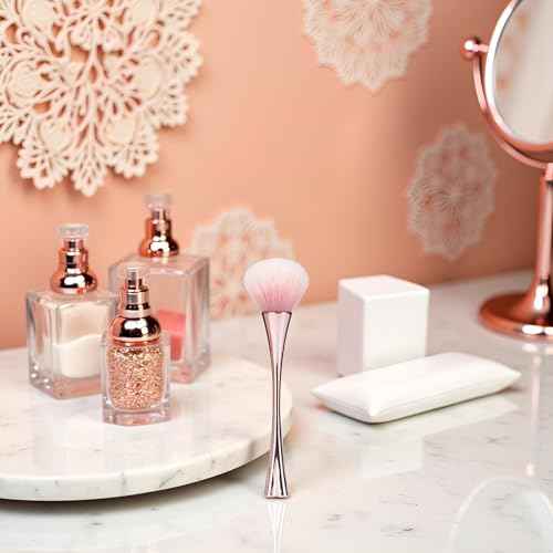 Rose Gold Nail Art Dust Powder Remover Brush, Nail Art Dust Cleaner Brush, Soft Cleaner Brush for Makeup, Nail Dust Brush for Acrylic Nails Manicure Brush for Women Birthday Gifts, Nail Dust Brush
