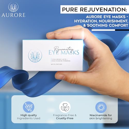 AURORE Under Eye Patches with Hyaluronic Acid, Collagen, Niacinamide - for Puffy Eyes, Dark Circles, Wrinkles, Fine Lines - Hydrating & Brightening, 30 pairs (60 gel patches) - Rejuvenating Eye Masks