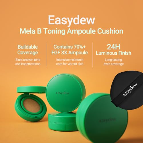 Easydew Mela B Toning Ampoule Cushion Foundation #25 Honey - Buildable Korean BB Cream SPF