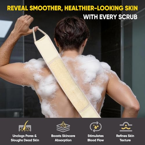 2 Pack Natural Egyptian Loofah Back Scrubber with Handles