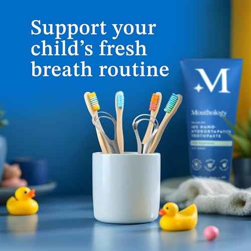 Mouthology Tongue Scraper for Kids (2 Pack), Stainless Steel Tongue Cleaner (Reduce Bad Breath), Metal Tongue Scrubber for Children, Improve Oral Health