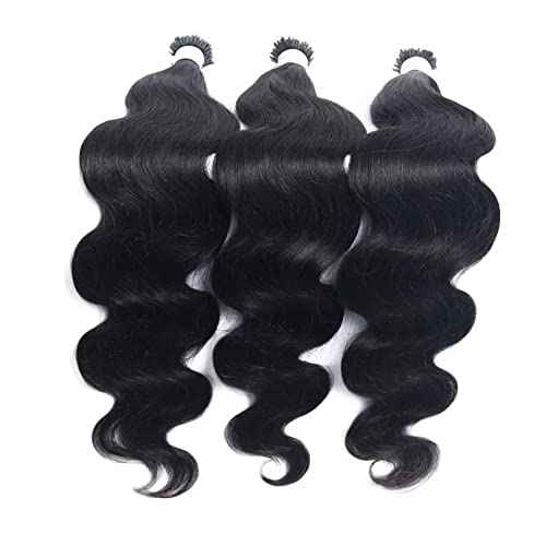 I Tips Body Wave Microlink Human Hair Extensions Brazilian 100% Real Human Hair Bundles Itips Micro Beads Body Wave Bulks Pre Bonded Keratin Stick Tipped Hair Extensions 100 Strands 100g 24"