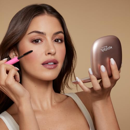 Woosh Beauty Fold Out Mirror | Travel Compact LED Light Mirror | 1x/10x Dual Magnification