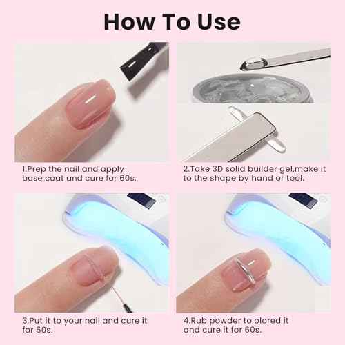 Solid Builder Gel For Nails, Clear, Nail Art for 3D Sculpting Gel Sock Off UV LED with Silicone Mold Salon DIY at Home,16g/0.56oz