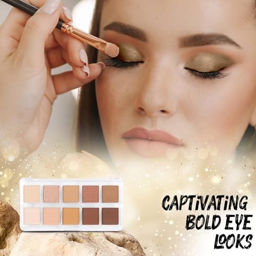 Profusion Cosmetics 10 Shade Eyeshadow Palette - High Pigmented Multi-Finish Colors, Vegan & Cruelty-Free, Create Stunning Looks On-the-Go - Travel-Friendly & Versatile Makeup, Nudes