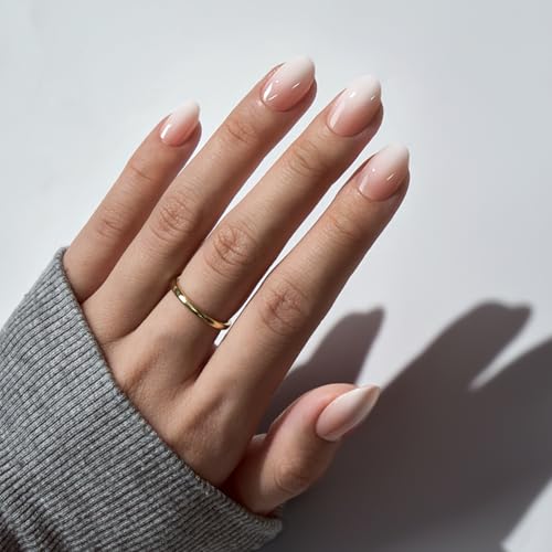 BTArtbox Press On Nails - Warm Vanilla Ombre, Extra Short Almond, 32 Ct
