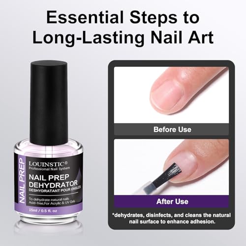 LOUINSTIC HEMA-Free Nail Prep Dehydrator and Acid-Free Primer Set (2 x 15ml)