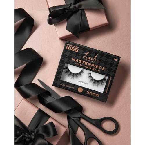 KISS Lash Couture Masterpiece Hand-Woven Faux Mink False Eyelashes, Style ¡®Avant-Garde¡¯, 12mm, Easy to Apply, Reusable, Vegan, Cruelty Free, 1 Pair Strip Lashes