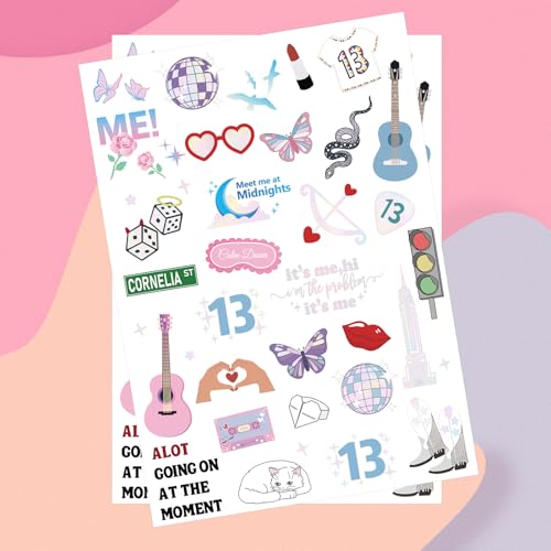 Eras Party Temporary Tattoos - 62 Iridescent Designs
