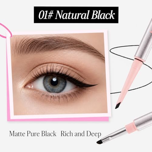 Liquid Gel Eyeliner Waterproof - Smudge-Proof, Dual-Ended with Brush