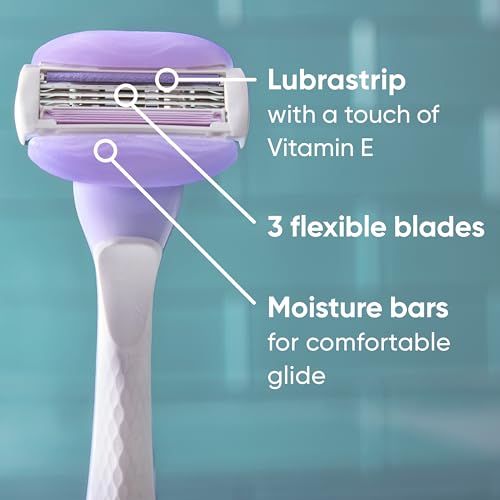 Gillette Venus ComfortGlide Touch of Vitamin E, Disposable Razor for Women, 3 Blades, Water-Activated Moisture Bars, 2ct