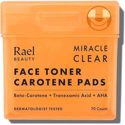 Rael Toner Pads, Cotton Pad for Face ? Dual Textured, Exfoliating and Soothing with Carotene, Niacinamide, Hyaluronic Acid, Hydrating, Korean Skin Care (70 Count)