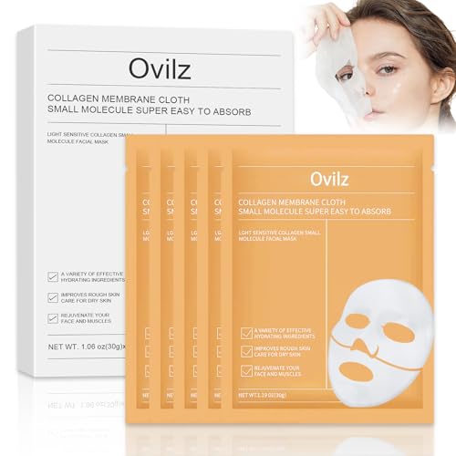 5 Packs Collagen Face mask,Daily Soothing Mask,Skincare Hydrating face Masks,Gentle Care Mask,Deep Hydration,Brighten skin tone,Suitable for different skin types