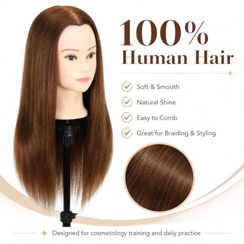 100% Human Hair Mannequin Head 20 Inch with Clamp