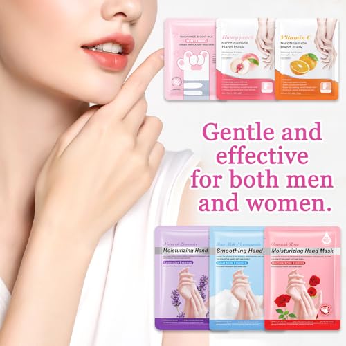Hydrating Hand Mask Gloves Set (6-Pack) - Exfoliating Spa Moisturizer
