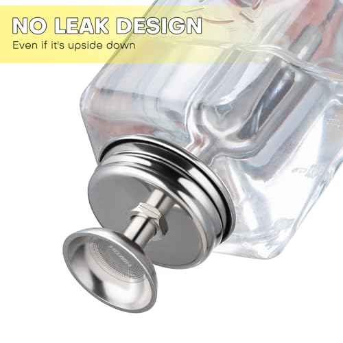 Noverlife 2PCS 6Oz / 180ml Clear Acetone Dispenser with Cap, Square Glass Nail Polish Remover Pump Alcohol Dispenser Alcohol Bottle, Refillable Push Down Pump Bottle for Makeup Remover