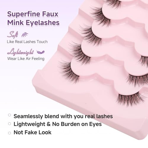 Half Lashes Cat Eye 14mm Wispy 3D Volume - 7 Pairs