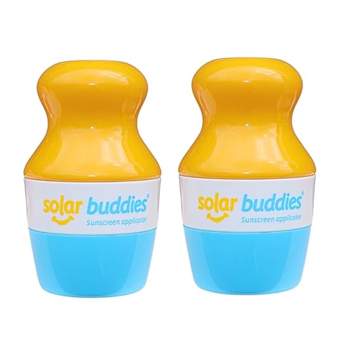 Duo Blue Pack Of Solar Buddies Refillable Roll On Sponge Applicator For Kids, Adults, Families, Travel Size Holds 100ml Travel Friendly for Sunscreen, Suncream and Lotions