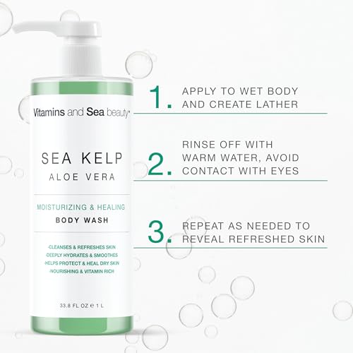 Moisturizing & Healing Body Wash with Sea Kelp & Aloe Vera ? Hydrating Cleanser for Dry Skin ? Vitamin-Enriched Shower Gel ? 33.8 fl oz