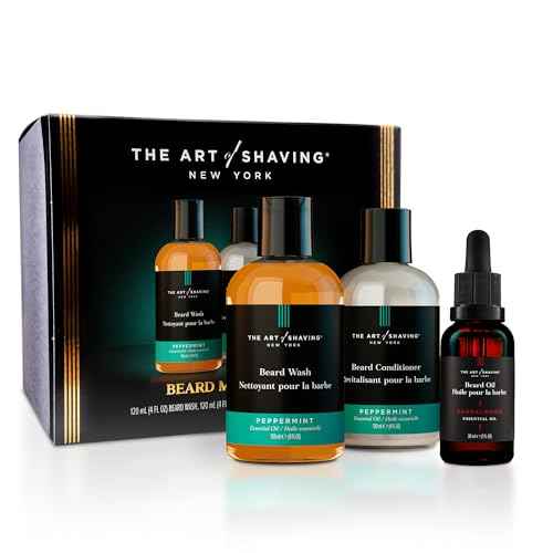 The Art of Shaving Beard Prep Kit - 4oz Peppermint Facial Hair Wash & Conditioner, 1oz Sandalwood Beard Oil