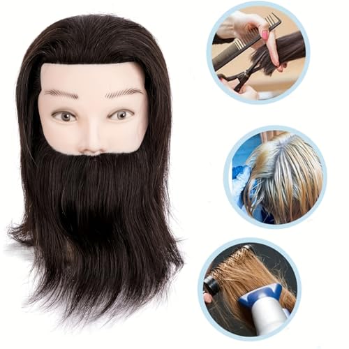 Male Mannequin Head with Human Hair 22" Circumference Barber Practice