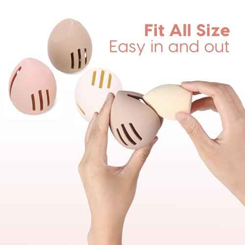 Makeup Sponge Holder,Double-sided 3-line Vented Silicone Beauty Blender Holder for Travel, Fit All Sponges (1pack pink)