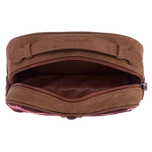 Montana West Wrangler Makeup Bag for Women Small Cosmetic Toiletry Bags Western Make Up Pouch Durable Cute Travel Purse, Dark Pink