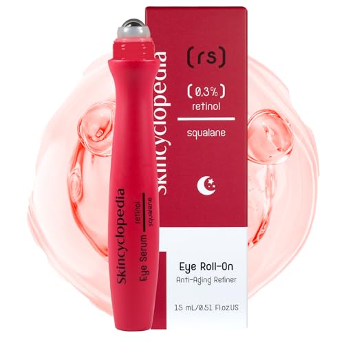 Under Eye Roll-On with Retinol & Squalane, Cooling Roller, Energizing Serum for Dark Circles, Puffiness Bags, Fine Lines & Wrinkles, Firms & Brightens Skin.