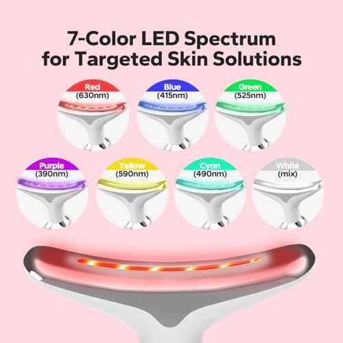 Face and Neck Massager Tool with Red Light Therapy, LED Light Therapy Device for Face and Neck, Facial & Neck Care Tool for Skin Revitalization, Relaxation, Even Tone, Smoother-Looking Skin