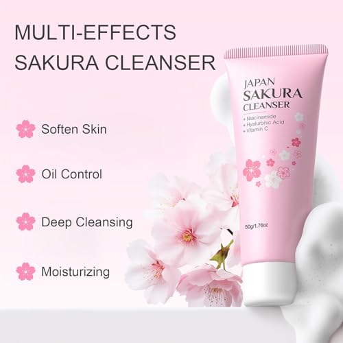 INSEEK Sakura Skin Care Set, Skincare Gifts For Women Teen Girls, Sakura Extract Complete Skincare Routine Set for Clean, Deeply Moisturize and Repair, Improve Skin Elasticity, Reduce Fine Lines