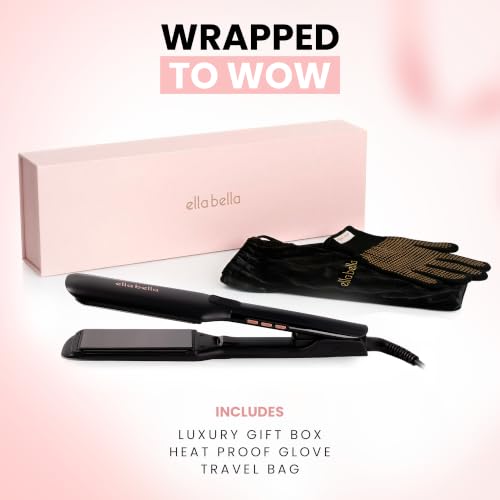 Ella Bella Titanium Flat Iron Hair Straightener 1.8 Inch Plate Infrared Black
