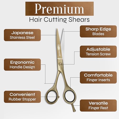Facón Gold Bravo Professional Hair Scissors 6.5 Inch Razor Edge Barber Shears