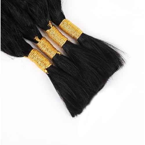 Wet and Wavy Human Braiding Hair Super Wave Bulk Human Hair For Braiding No Weft 100g (1Pack-4PCS) Super French Human Braiding Hair For Boho Braids (Super Wave£¨#1b£©, 20 Inch)
