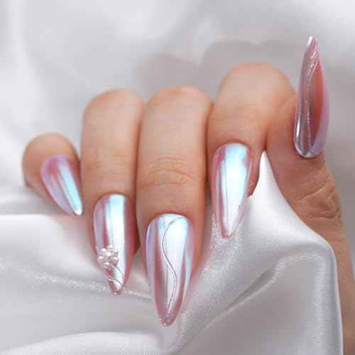 Pretty Diva Moonlight Chrome Nail Powder, Glossy Aurora Mermaid Unicorn Chrome Powder for Nails, Iridescent Unichrome Nail Art Glitter Decoration for Home DIY Salon Manicure Pigment