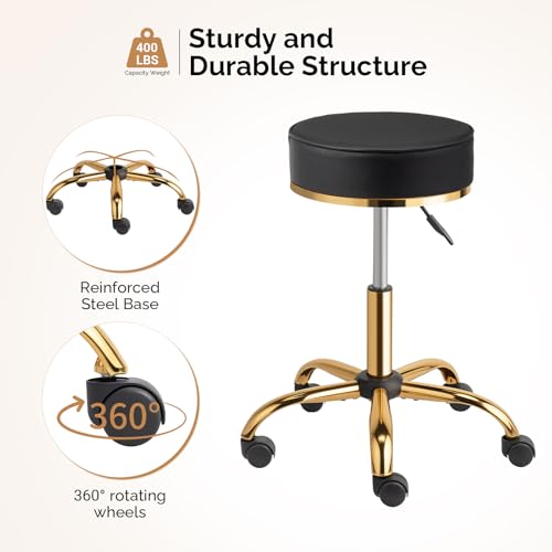 OmySalon Rolling Salon Stool with Wheels - Height Adjustable