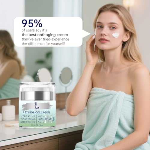 Retinol Firming Face & Neck Cream with Collagen and Hyaluronic Acid ? Anti-Aging Moisturizer for Wrinkles, Lifting & Hydration for Men & Women, 1.7 Fl Oz