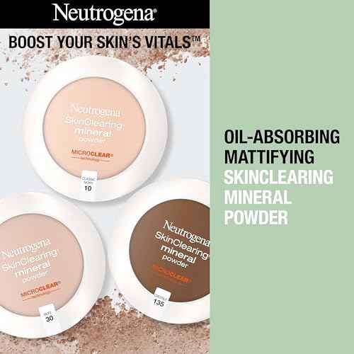 Neutrogena SkinClearing Mineral Acne-Concealing Pressed Powder Compact, Shine-Free & Oil-Absorbing Makeup with Salicylic Acid to Cover, Treat & Prevent Breakouts, Soft Beige 50,.38 oz