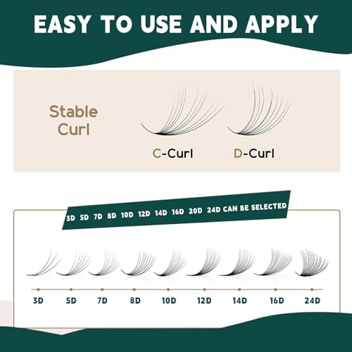 Premade Volume Eyelash Extensions 3D-24D C/D Curl 8-15mm