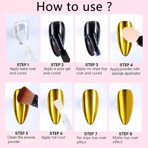 Gold Chrome Nail Powder for Mirror Effect Nail Art - Variation of THIS listing