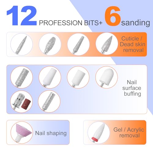 Professional Nail Drill E-File 35000RPM Cordless Rechargeable