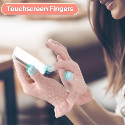 Donfri Touchscreen Cotton Moisturizing Overnight Gloves - 2 Pairs, Pink (M)