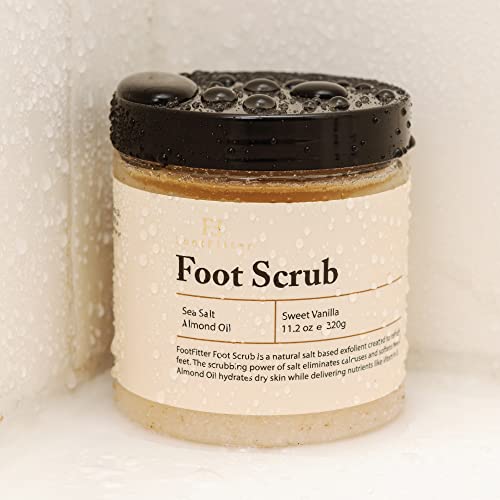 FootFitter Sea Salt Foot Scrub Exfoliant for Cracked Heels & Calluses (11.2 oz)